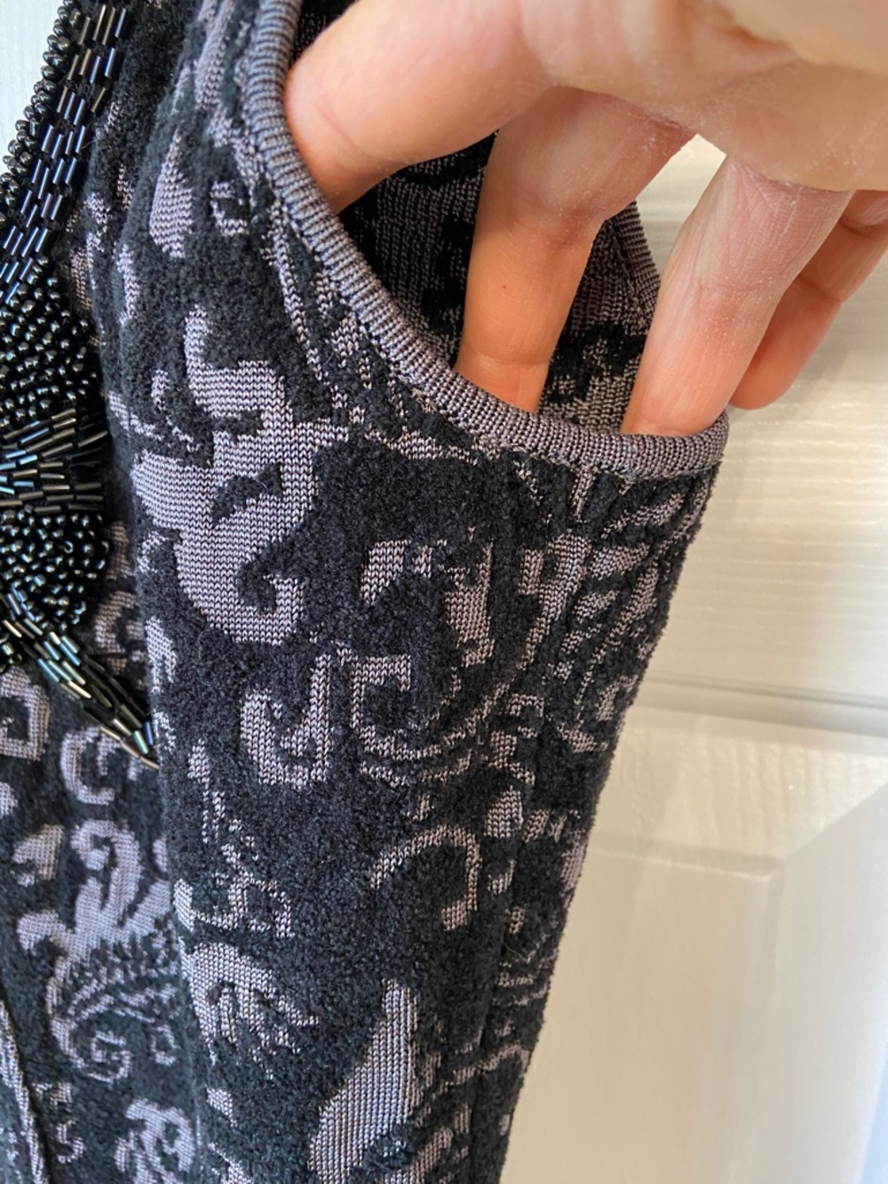 Free People Black and Grey Starstruck Woven Beaded Bodycon Dress Sz Medium - Picture 6 of 15